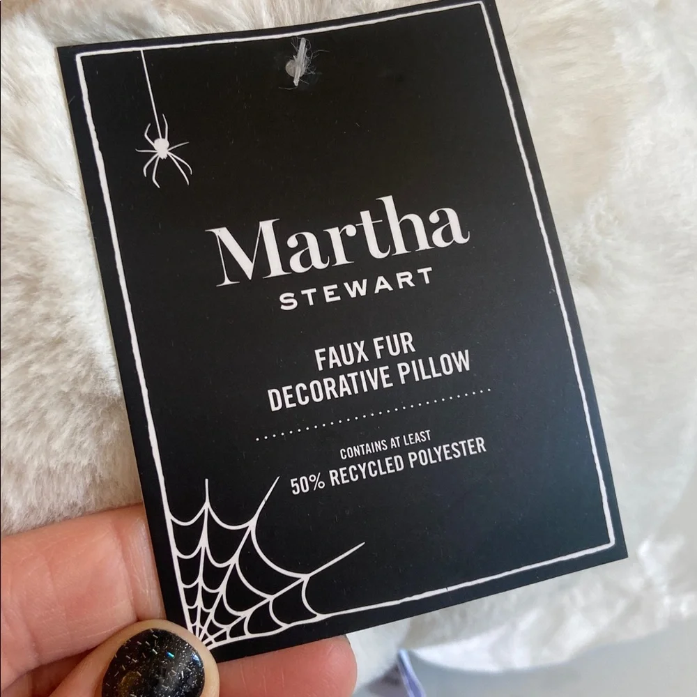 New Martha Stewart White Black Halloween Plush Pumpkin Throw Pillow Home Decor